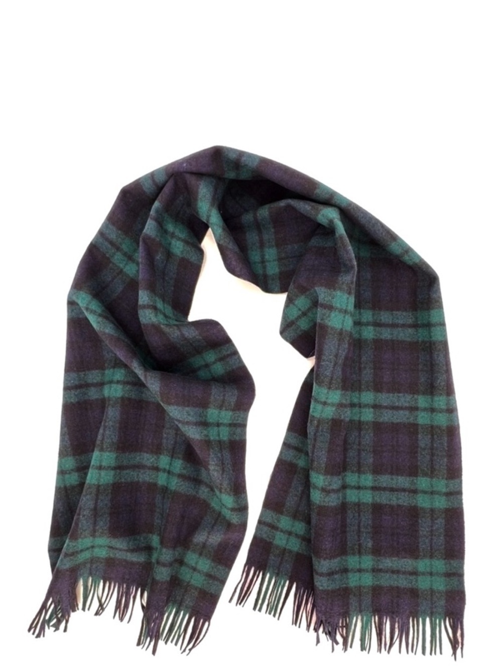 Vintage Pendleton Black Watch Tartan Plaid Wool Men’s Scarf Fringed Vtg EUC